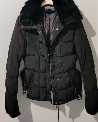 Black puffer jacket real feather small size piumin