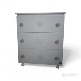 Fasciatoio cassettiera con vaschetta per bambini 