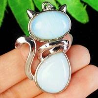 Collana argento 925 ciondolo gatto pietra di luna