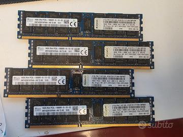 Lotto 4 Moduli RAM 16GB DDR3 PC3-12800 ECC
