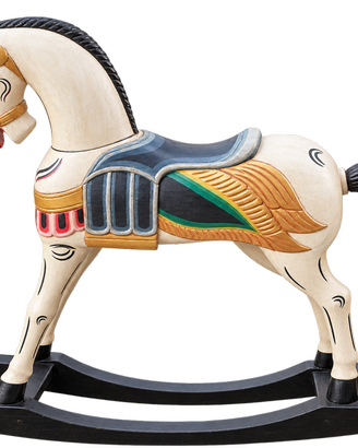 Cavallo a dondolo vintage in legno dipinto a mano