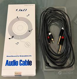Cavo audio J&D doppio Jack 6,35 mm TS a doppio RCA