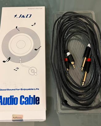 Cavo audio J&D doppio Jack 6,35 mm TS a doppio RCA
