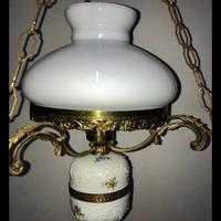 LAMPADARIO VINTAGE OTTONE E CERAMICA ANNI 1930