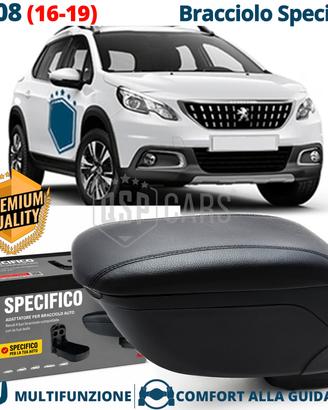 Bracciolo SPECIFICO per Peugeot 2008 PELLE-PU Nera