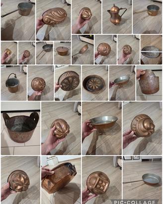 Lotto 24 oggetti in rame antico decorativo