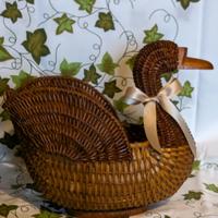 Cestino vimini cucina papera vintage