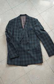 Giacca doppiopetto 48 blu grigia uomo