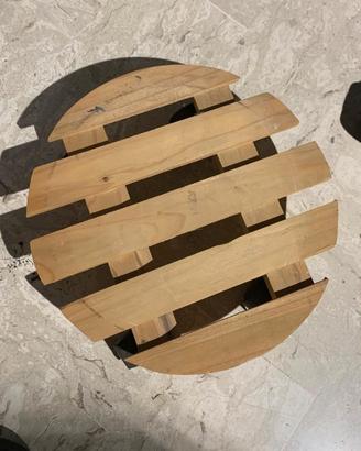 Portavaso/carrellino di legno con 4 ruote 30cm