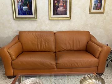 Divano in pelle color cuoio