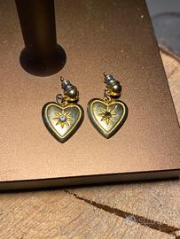 Orecchini cuore oro con stella e cristallo vintage