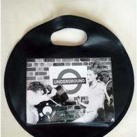 Borsa a disco in pelle vegana nera nuova originale