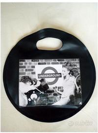 Borsa a disco in pelle vegana nera nuova originale