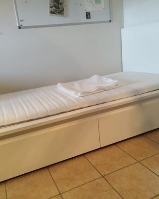 Letto singolo Malm Ikea bianco 2 cassetti