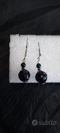 Orecchini in onice nera con ganci in argento 925 