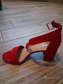 Sandalo con tacco rosso