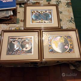 3 quadri con cartine geografiche