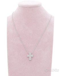 Collana con croce diamantata in oro 18kt