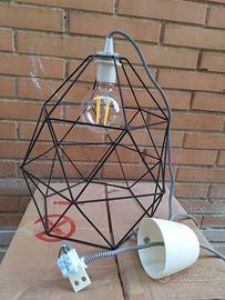 Lampadario Sospensione Geometrico Industrial Nero