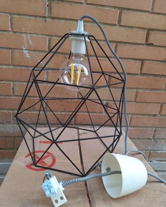 Lampadario Sospensione Geometrico Industrial Nero