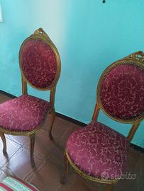 Sedie velluto rosso per arredo antico