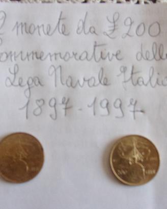 2 monete da lire 200 commemorative Lega Navale Ita