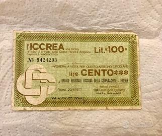 Miniassegno 100 Lire ICCREA - 1977