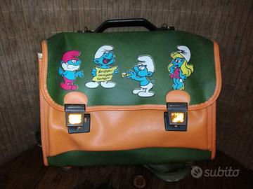 Cartella borsa zaino puffi vintage peyo schleich