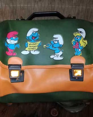 Cartella borsa zaino puffi vintage peyo schleich