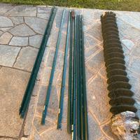 Rete verde da giardino + 9 pali in metallo