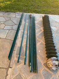 Rete verde da giardino + 9 pali in metallo