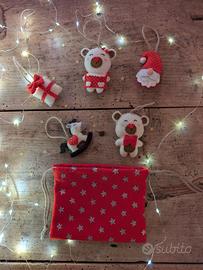 Set 6 Pezzi: 5 Decorazioni artigianali + Sacchetti