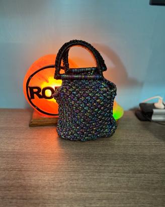 Mini Borsa Macramè Iridescente Arcobaleno!!