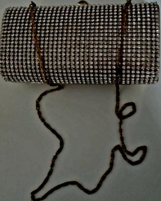 Pochette oro con strass e catenella rimovibile