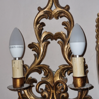 Coppia di antiche appliques dorate/ lampade
