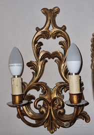 Coppia di antiche appliques dorate/ lampade