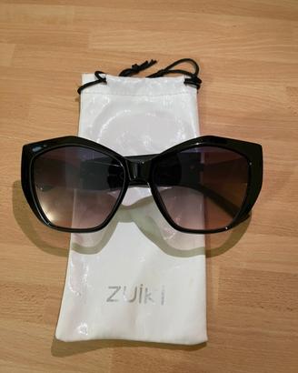 Occhiali da sole oversize neri Zuiki con custodia