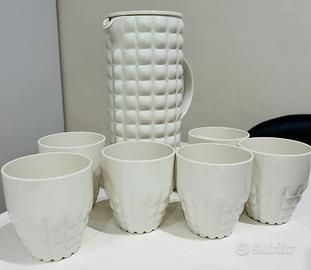 Caraffa Guzzini Tiffany con 6 tumbler color white