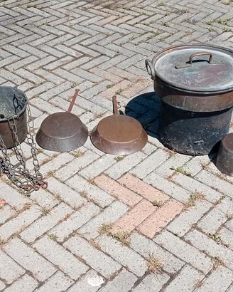 set di antica cucina , in rame