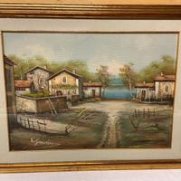 PAESAGGIO CON LAGO-A.SANDRI-OLIO SU TELA.ANNI '70
