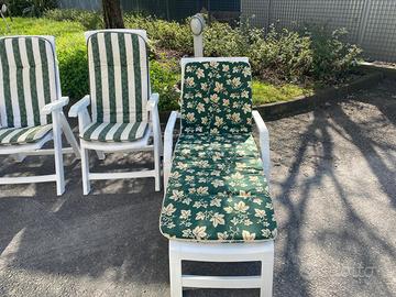 6 sedie + 1 sdraio da giardino