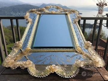 Specchio artistico veneziano in vetro murano
