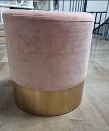 Pouff velluto rosa e oro – come nuovo