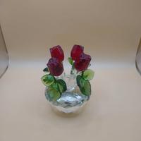 Rose Bouquet – vaso con rose in cristallo rosso e
