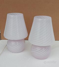 Lampade da tavolo in vetro di Murano swirl rosa 