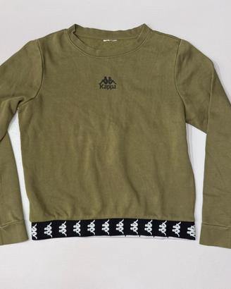 Felpa Kappa Verde Militare con Banda Logo sul Bord