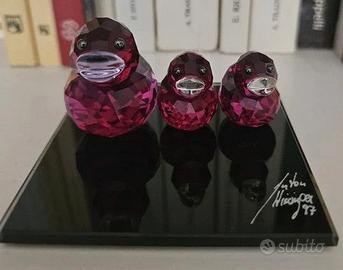 Tris Paperelle Swarovski "Happy Ducks" Fucsia +