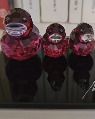 Tris Paperelle Swarovski "Happy Ducks" Fucsia +