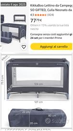 lettino da campeggio nuovo 