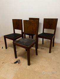 4 Sedie in Legno Seduta Imbottita Stile Rustico